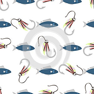 Ocean fish underwater bowl tropical aquatic animals water nature pet characters hook seamless pattern background vector