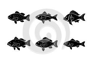 Ocean fish vector silhouette icon bundle