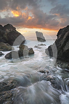 Ocean flows through the channel at Lighthouse Beach Port Macquarie