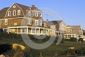 Ocean front home on Scenic route 1 at sunset, Misquamicut, RI