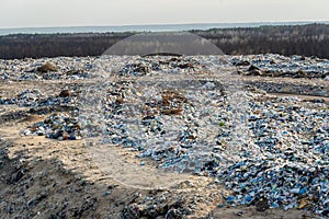 Ocean of garbage ruining nature. Human negligence. Ecological concept