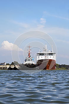 Ocean going ship with tug Cochin India