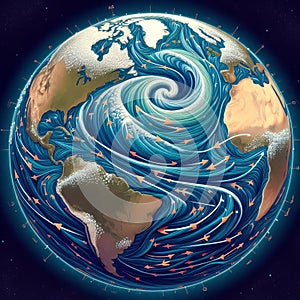 Ocean Gyres Large scale circular ocean currents visualized with