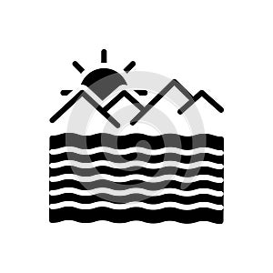 Black solid icon for Ocean, briny and sea photo