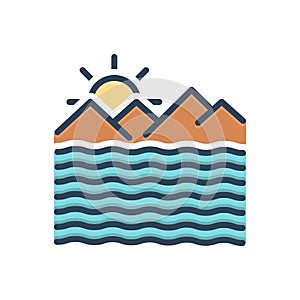 Color illustration icon for Ocean, briny and sea photo