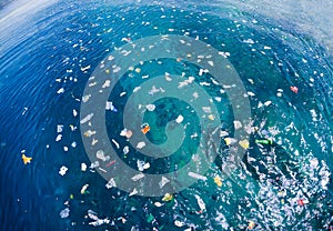 Ocean infested with plastic waste and microplastics