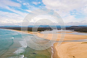 Ocean inlet and sand bars on South Coast NSW