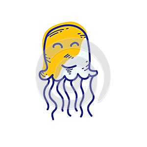 Ocean Jellyfish doodle funky playful illustration