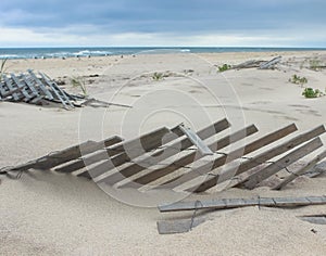 Ocean Landscape with Buried Fences