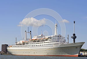 Ocean liner in the harbor of Rotterdam