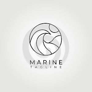 ocean logo, great wave logo vector illustration design graphic, sunset or sunrise logo