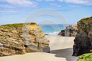 Ocean at low tide. Cathedrals Beach in Galicia Spain