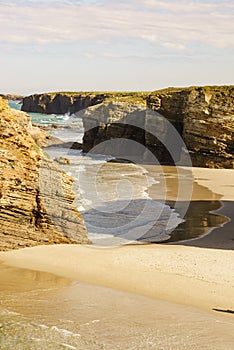 Ocean at low tide. Cathedrals Beach in Galicia Spain