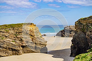 Ocean at low tide. Cathedrals Beach in Galicia Spain