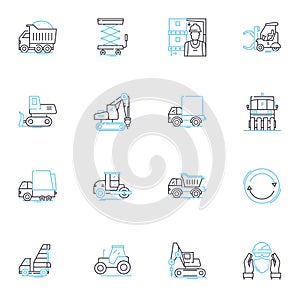 Ocean marine linear icons set. Blue, Waves, Salty, Coral, Seashells, Seagulls, Currents line vector and concept signs