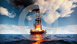 Ocean Offshore Oil Rig Fire Explosion