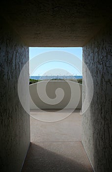 Ocean through open doorway