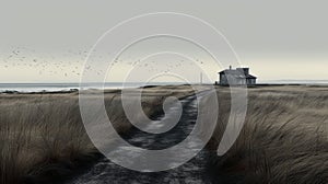 Ocean Path: Photobashing Illustrations Of Rural America In Black And Gray