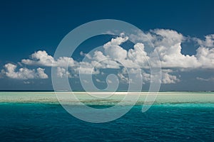 Ocean and perfect sky.Blue sea and clouds on sky. Tropical beach in maldives