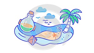 Ocean Plastic Pollution Bottle Icon, vector design Generative AI