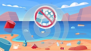 Ocean Pollution Flat Background