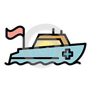 Ocean rescue boat icon color outline vector