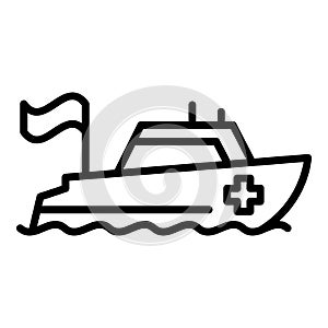 Ocean rescue boat icon, outline style