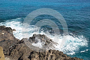 Ocean and Rocks near Diamondhead, Honolulu, O`hau, Hawaii