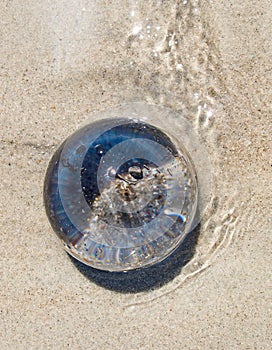 Ocean Sand Magnified in Lens Ball