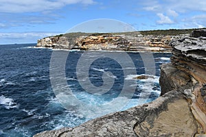 Ocean and sandstone cliffs, Magic Point, Malabar, Sydney, NSW, Australia