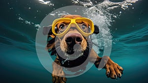 ocean scuba diving dog