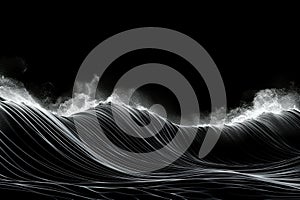 Ocean or sea abstract wave black and white illustration