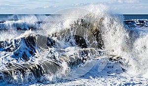 Ocean sea water crashing tsunami wave