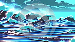 Ocean seascape with waves. AI generated video
