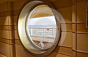 Ocean seen through cruise window