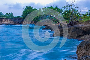 Ocean and sharp rocks landscape coastal landscape