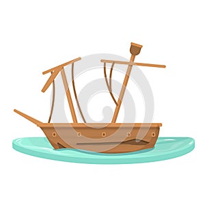 Ocean shipwreck icon cartoon vector. Old ship