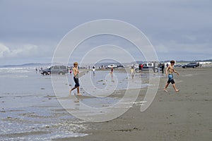 Young people were playing on Ocean Shores