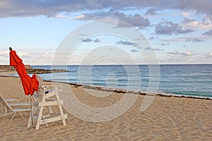 Ocean side view of beach from a life guard chair