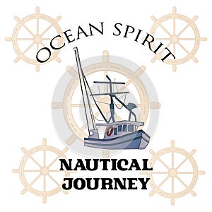 Ocean Spirit Nautical Journey T-shirt Design Vector