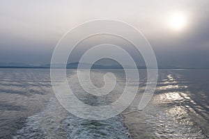 Ocean sunet landscape seen from ferry to vancouver