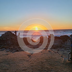 Ocean sunset Beach waves rocks outdoors