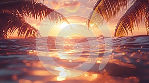 Ocean Sunset Palm Trees