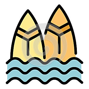 Ocean surf board icon vector flat