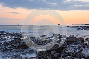 Ocean Surf at Sunset Kailua-Kona Big Island Hawaii USA