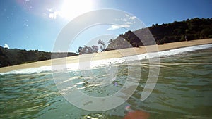 Ocean Surfing Waves Breaks Over the Camera in Hawaii