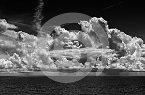 Ocean Thunderstorm with Cumulonimbus Clouds and Rain