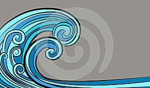 Ocean Tidal Tsunami Wave Drawing