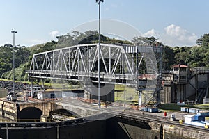 Swing bridge at the Miraflores Locks Panama Canal