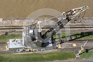 Crane locomotive at the the Miraflores Locks Panama Canal